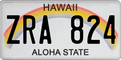 HI license plate ZRA824