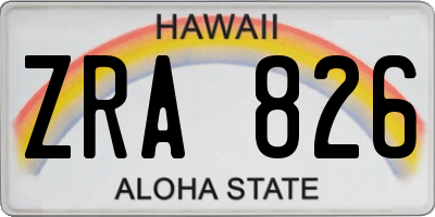 HI license plate ZRA826