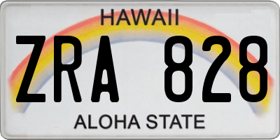 HI license plate ZRA828