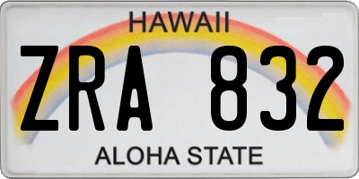 HI license plate ZRA832