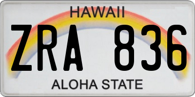 HI license plate ZRA836