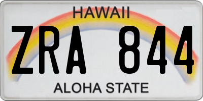 HI license plate ZRA844