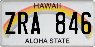 HI license plate ZRA846