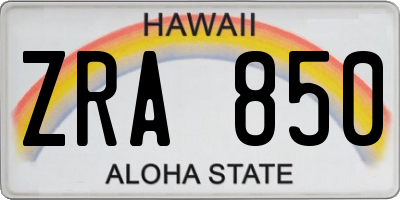 HI license plate ZRA850