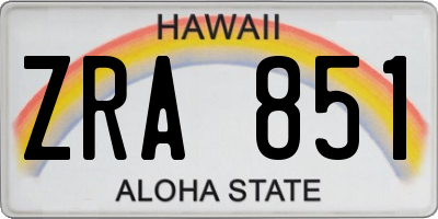 HI license plate ZRA851
