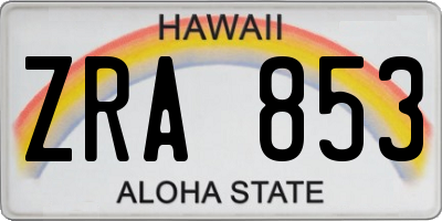 HI license plate ZRA853