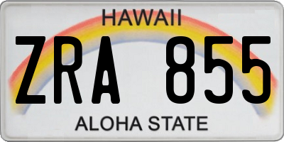 HI license plate ZRA855