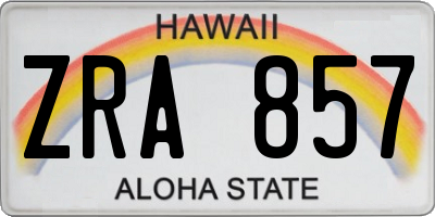 HI license plate ZRA857