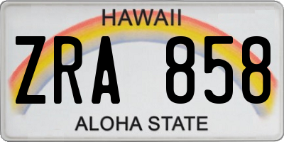 HI license plate ZRA858