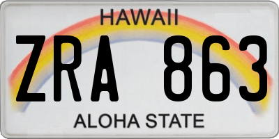 HI license plate ZRA863