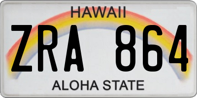 HI license plate ZRA864
