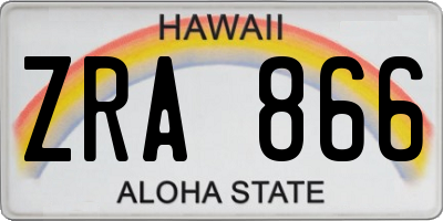 HI license plate ZRA866