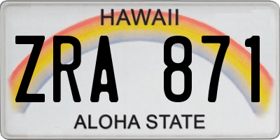 HI license plate ZRA871