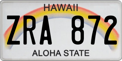 HI license plate ZRA872