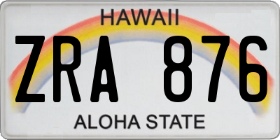 HI license plate ZRA876