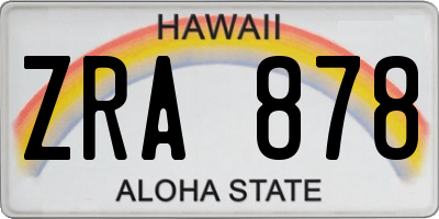 HI license plate ZRA878