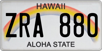 HI license plate ZRA880