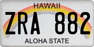 HI license plate ZRA882