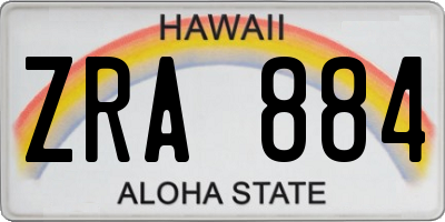 HI license plate ZRA884
