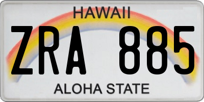 HI license plate ZRA885