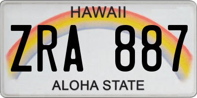 HI license plate ZRA887