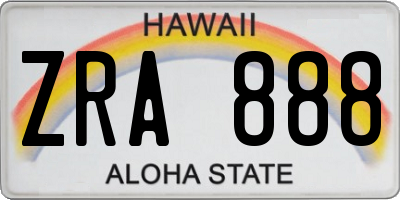 HI license plate ZRA888