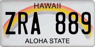 HI license plate ZRA889