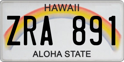 HI license plate ZRA891