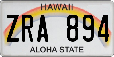 HI license plate ZRA894