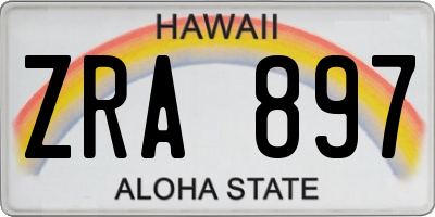 HI license plate ZRA897