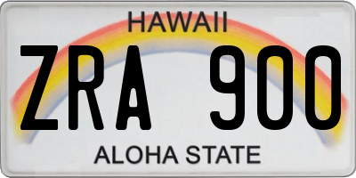 HI license plate ZRA900