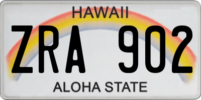 HI license plate ZRA902
