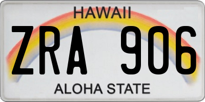 HI license plate ZRA906