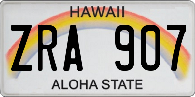 HI license plate ZRA907