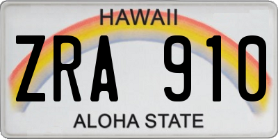 HI license plate ZRA910
