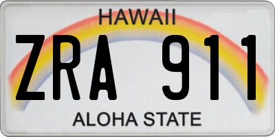 HI license plate ZRA911