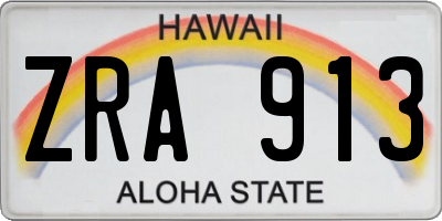 HI license plate ZRA913