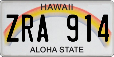 HI license plate ZRA914