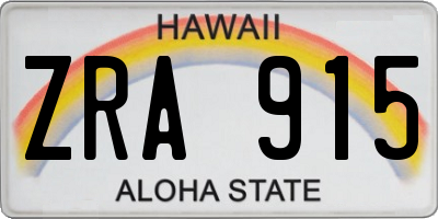 HI license plate ZRA915