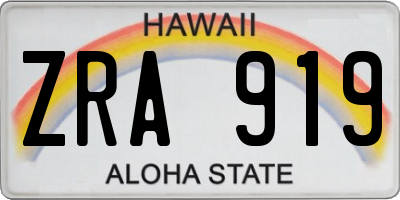 HI license plate ZRA919