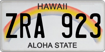 HI license plate ZRA923