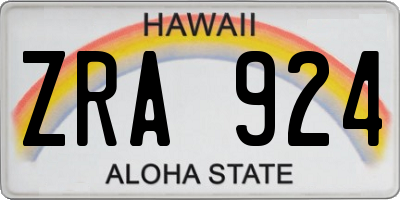 HI license plate ZRA924