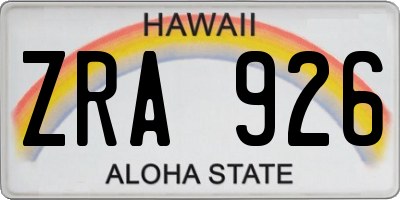 HI license plate ZRA926