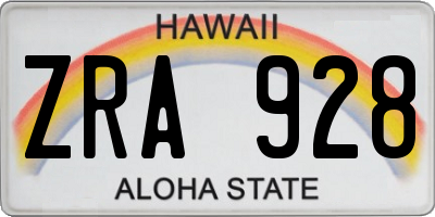 HI license plate ZRA928