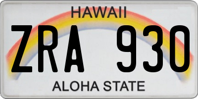 HI license plate ZRA930