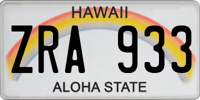HI license plate ZRA933
