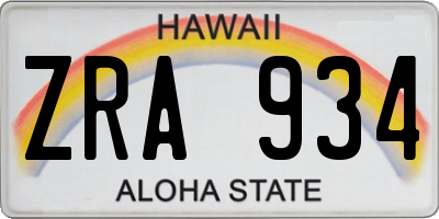 HI license plate ZRA934