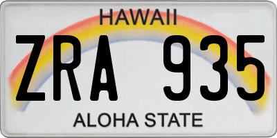 HI license plate ZRA935