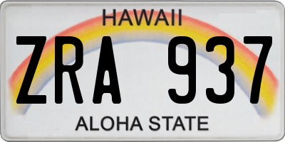 HI license plate ZRA937