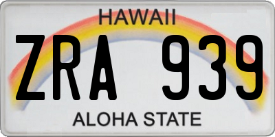 HI license plate ZRA939